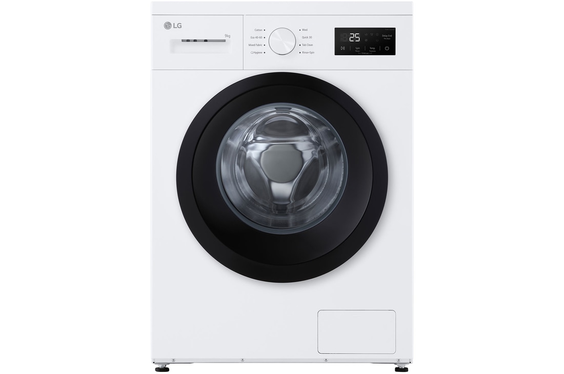 Vorderansicht der 10 kg Frontlader-Waschmaschine weiß – Hygienepflege, Schnellreinigung 30, Tub Clean {F4WB2095}
