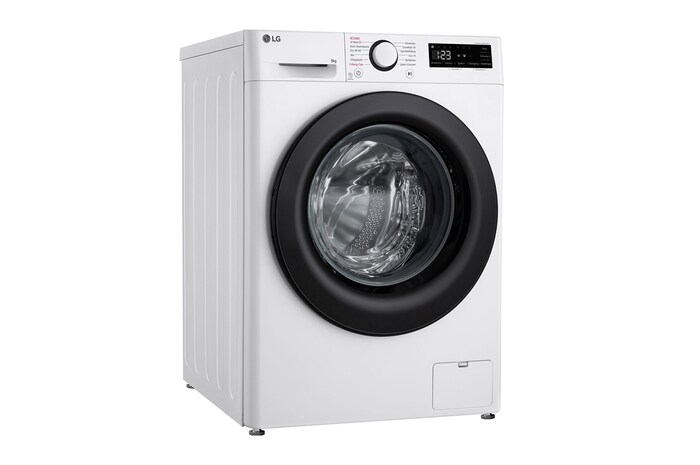 LG Waschmaschine Weiß (9 kg, 1.400 U./Min., EEK A -10%*) mit AI DD®, Steam & TurboWash®360° | F4WR4096, F4WR4096
