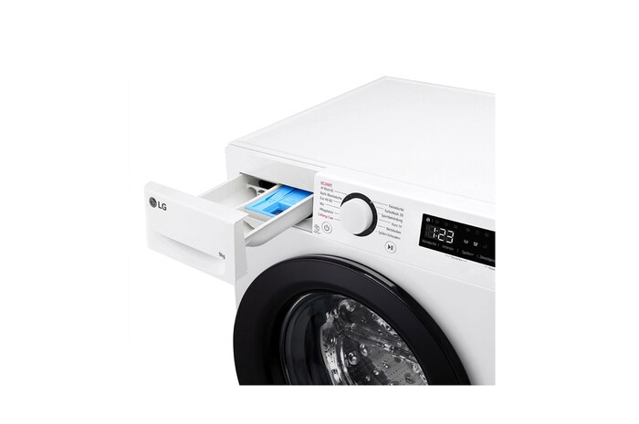 LG Waschmaschine Weiß (9 kg, 1.400 U./Min., EEK A -10%*) mit AI DD®, Steam & TurboWash®360° | F4WR4096, F4WR4096