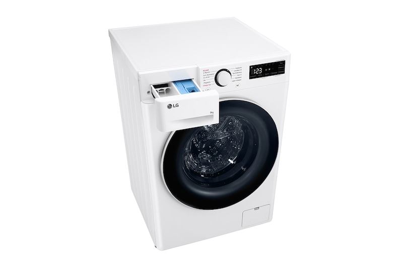 LG Waschmaschine (9 kg, 1.400 U./Min., EEK A -10%*) mit weißem Bullaugenring | F4WR5090, F4WR5090