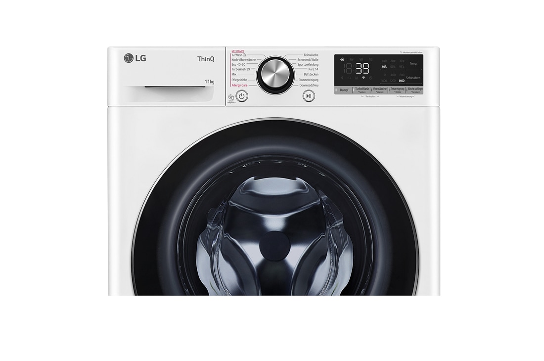 LG Waschmaschine Weiß (EEK A-10%*, 11 kg, 1.350 U./Min.) mit AI DD® & TurboWash®360° | F4WR7012, F4WR7012