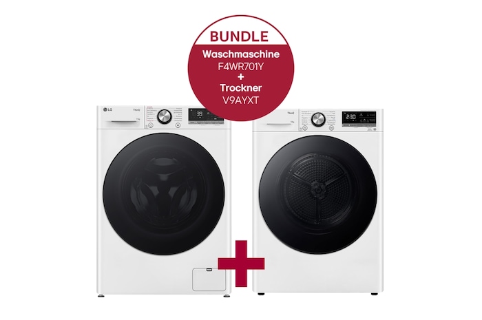 LG Waschmaschine (11 kg, 1.400 U./Min.) und Trockner (10 kg) im Set | F4WR701Y.V9AYXT, F4WR701Y.V9AYXT