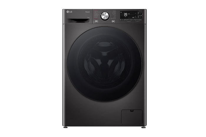 Vorderansicht der 11-kg-Waschmaschine Schwarz mit Energieeffizienzklasse A, F4WR701YB