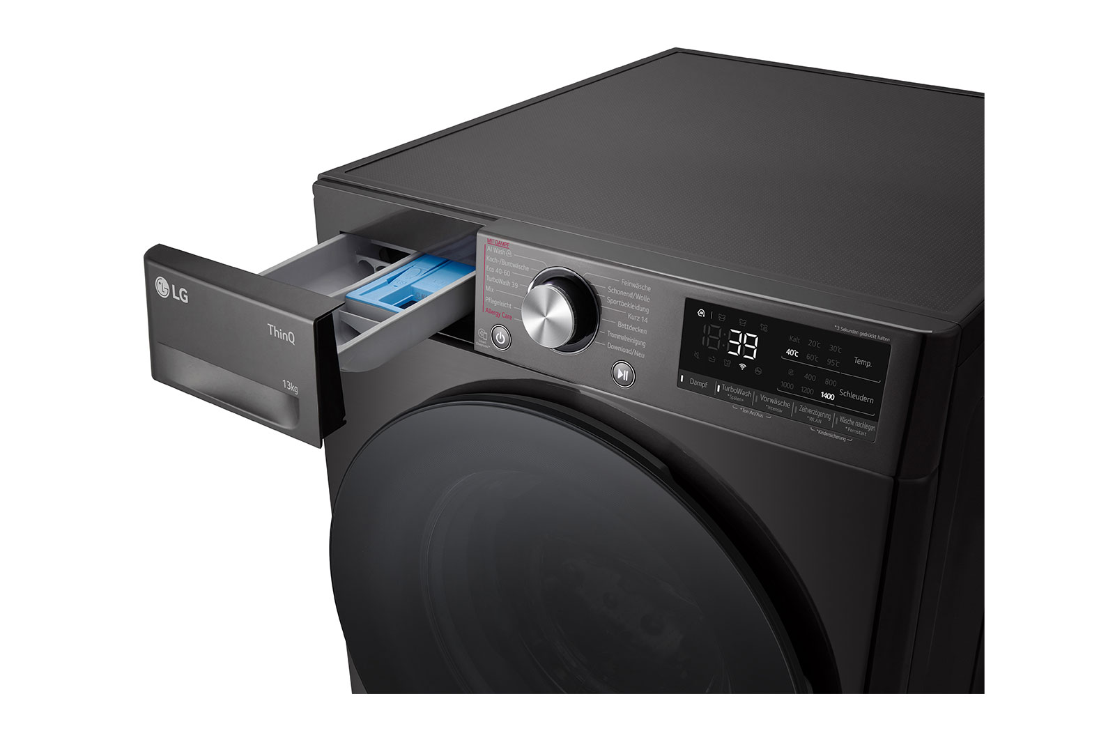 LG Waschmaschine Schwarz (A-10%*, 11 kg, 1.350 U./Min.) mit AI DD® & TurboWash®360° | F4WR701YB, F4WR701YB