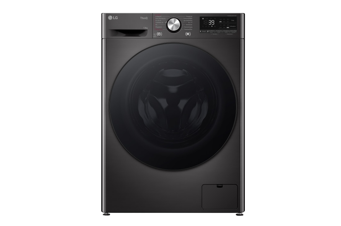 LG Waschmaschine mit 13 kg Kapazität | EKK A | 1.400 U./Min. | Platinum Black mit schwarzem Bullaugenring | F4WR703YB, F4WR703YB