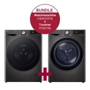 Vorderseite von Schwarze Waschmaschine (9 kg, 1.400 U./Min.) und Trockner (8 kg) im Set | F4WR709YB.RT80V9B F4WR709YB.RT80V9B