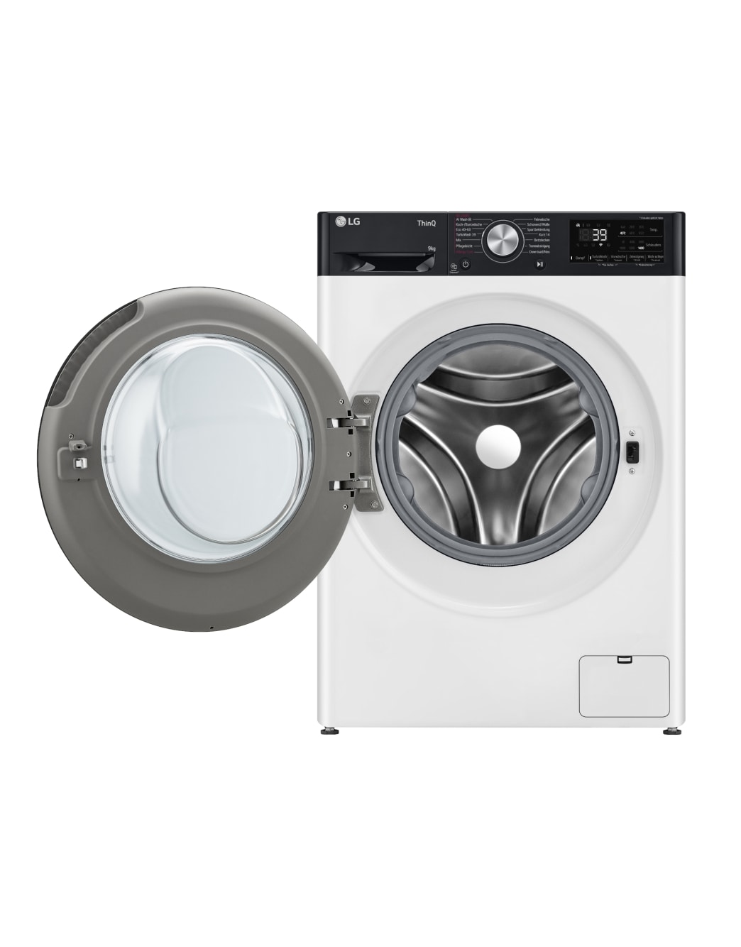 LG Waschmaschine mit 9 kg Kapazität | EKK A | 1400 U./Min. | Weiß mit schwarzem Bullaugenring | F4WR709YP, F4WR709YP