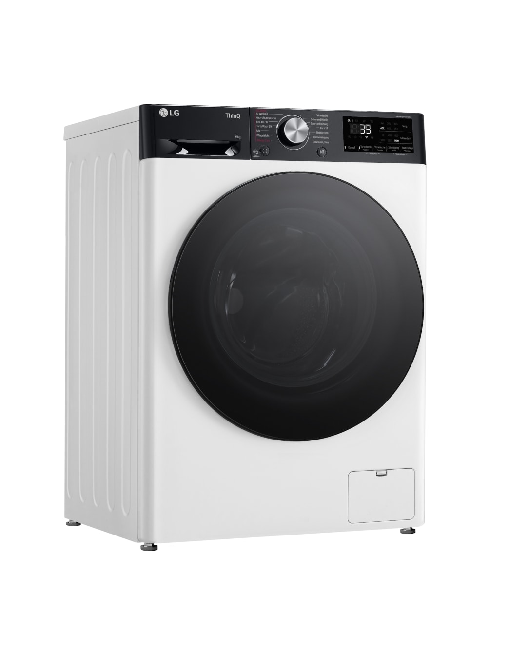 LG Waschmaschine mit 9 kg Kapazität | EKK A | 1400 U./Min. | Weiß mit schwarzem Bullaugenring | F4WR709YP, F4WR709YP