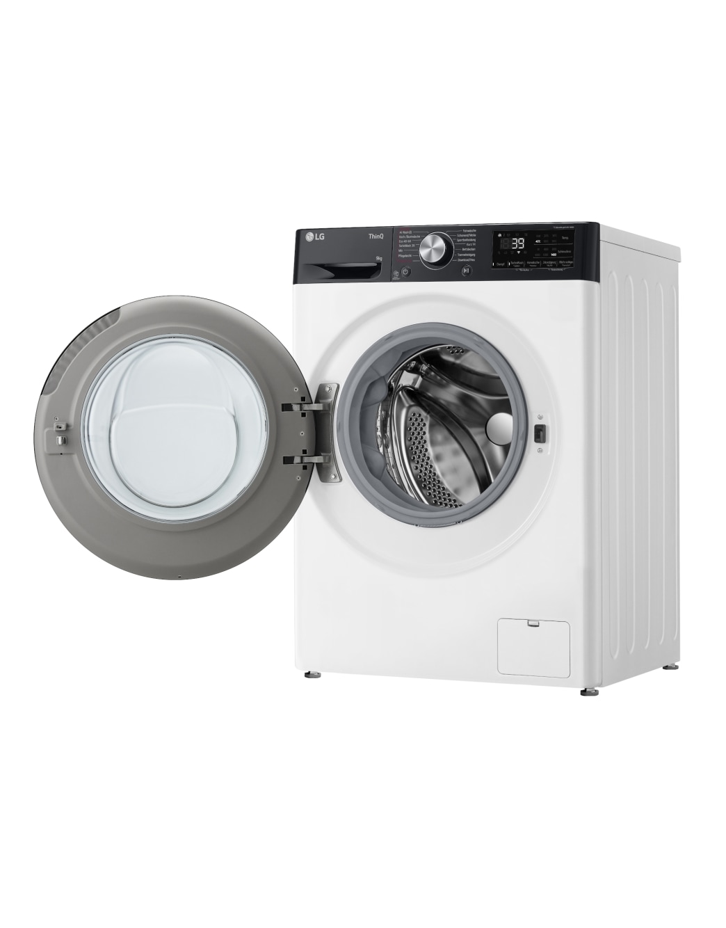 LG Waschmaschine mit 9 kg Kapazität | EKK A | 1400 U./Min. | Weiß mit schwarzem Bullaugenring | F4WR709YP, F4WR709YP