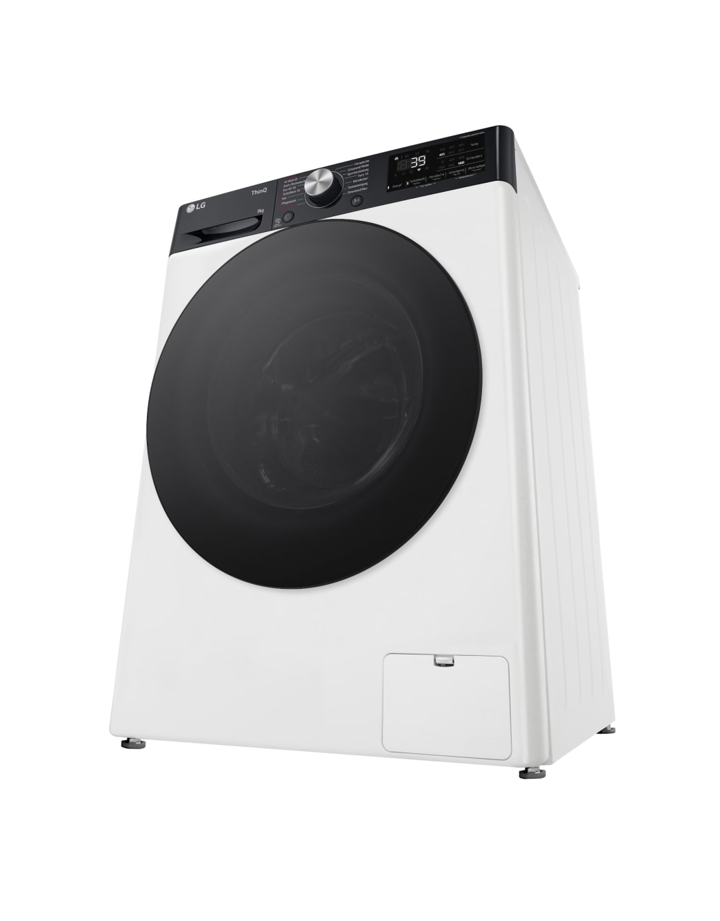 LG Waschmaschine mit 9 kg Kapazität | EKK A | 1400 U./Min. | Weiß mit schwarzem Bullaugenring | F4WR709YP, F4WR709YP