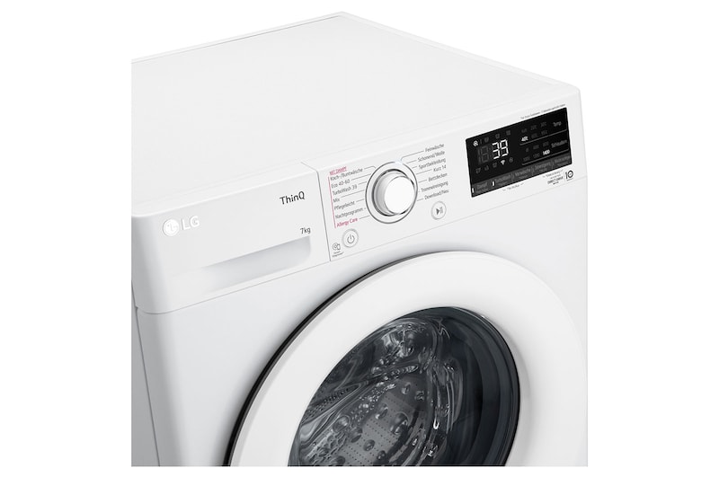 LG Waschmaschine mit 7 kg Kapazität | 1.400 U./Min. | Weiß mit weißem Bullaugenring | F4WV107P3C, F4WV107P3C