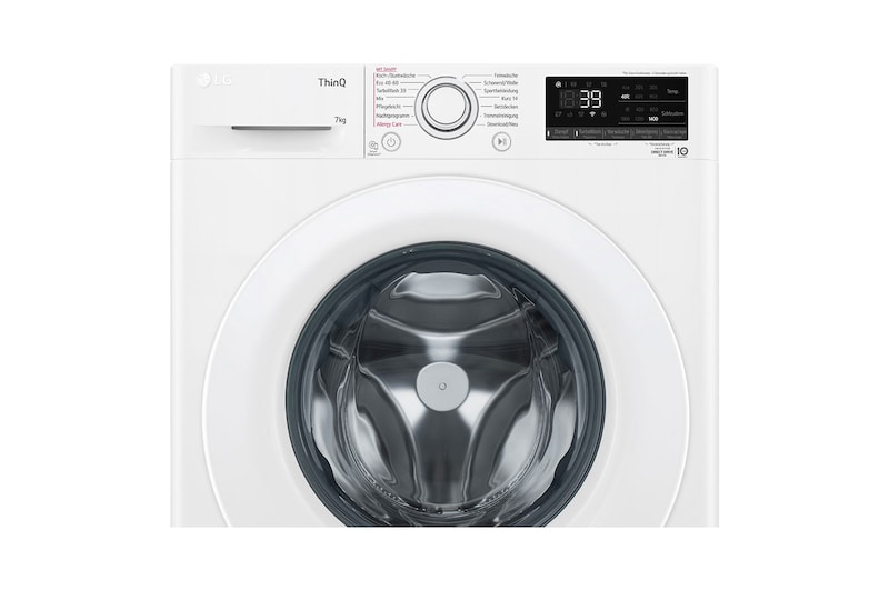 LG Waschmaschine mit 7 kg Kapazität | 1.400 U./Min. | Weiß mit weißem Bullaugenring | F4WV107P3C, F4WV107P3C