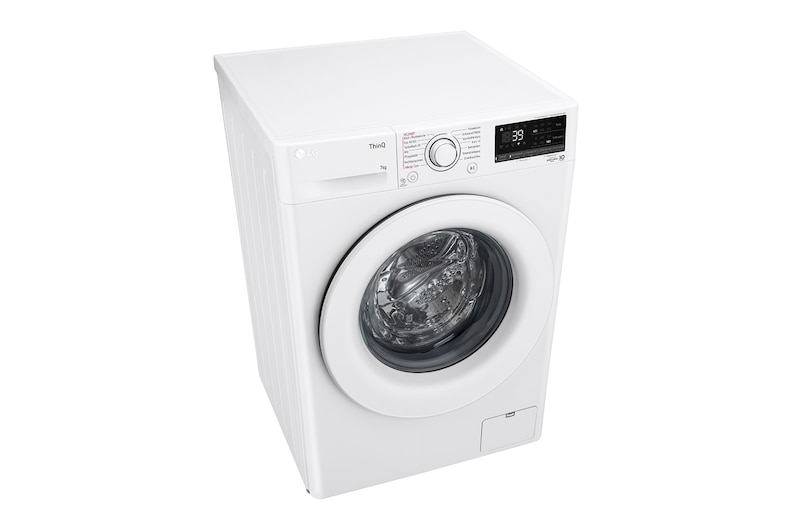 LG Waschmaschine mit 7 kg Kapazität | 1.400 U./Min. | Weiß mit weißem Bullaugenring | F4WV107P3C, F4WV107P3C