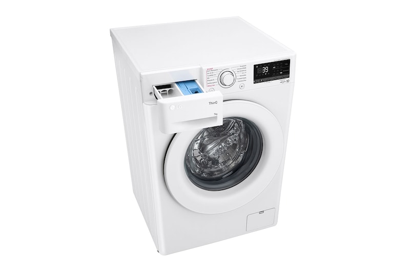 LG Waschmaschine mit 7 kg Kapazität | 1.400 U./Min. | Weiß mit weißem Bullaugenring | F4WV107P3C, F4WV107P3C