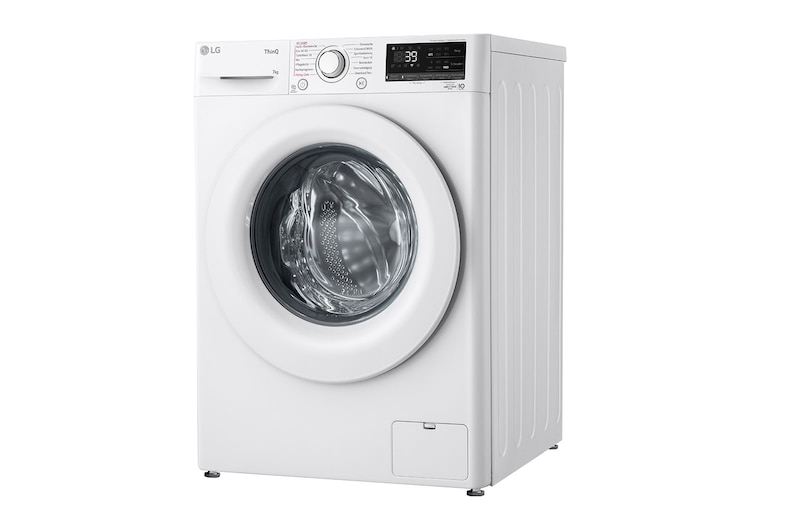 LG Waschmaschine mit 7 kg Kapazität | 1.400 U./Min. | Weiß mit weißem Bullaugenring | F4WV107P3C, F4WV107P3C