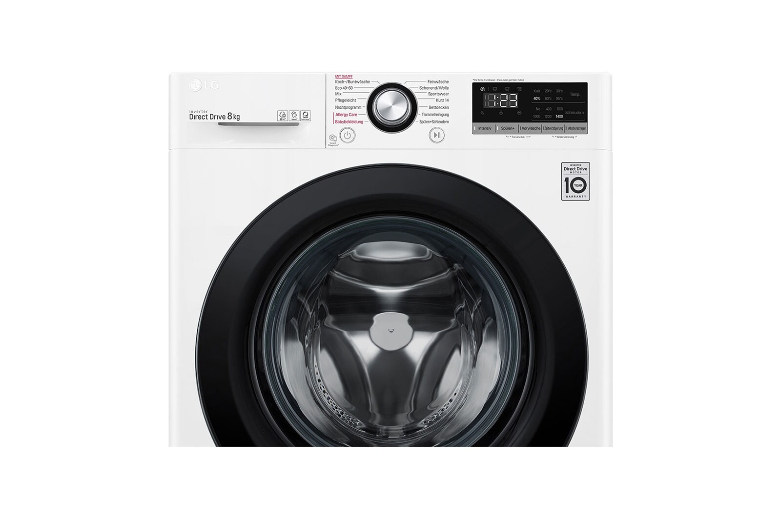 LG Waschmaschine mit AI DD® | 8 kg | Energieeffizienzklasse C | 1.400 U./Min.| Steam | 6 Motion®| Neue Wohlfühl-Trommel, F4WV308SB
