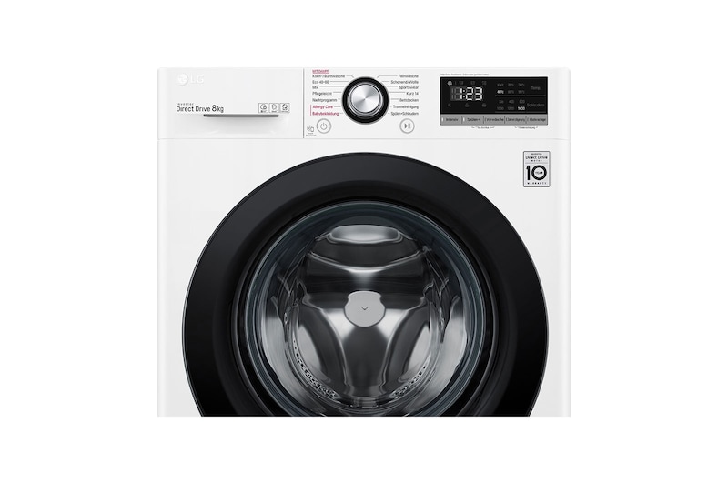 LG Waschmaschine mit AI DD® | 8 kg | Energieeffizienzklasse C | 1.400 U./Min.| Steam | 6 Motion®| Neue Wohlfühl-Trommel, F4WV308SB