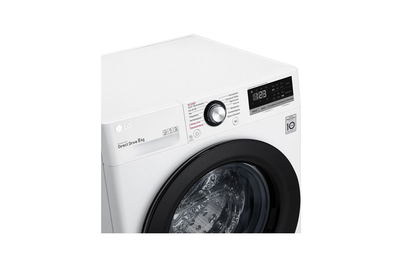 LG Waschmaschine mit AI DD® | 8 kg | Energieeffizienzklasse C | 1.400 U./Min.| Steam | 6 Motion®| Neue Wohlfühl-Trommel, F4WV308SB
