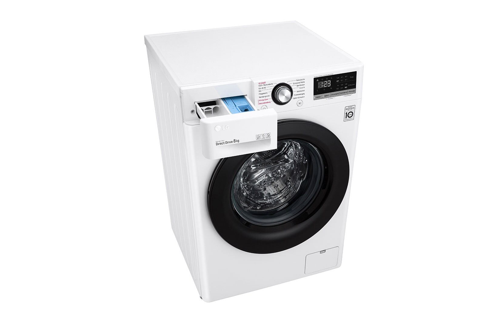 LG Waschmaschine mit AI DD® | 8 kg | Energieeffizienzklasse C | 1.400 U./Min.| Steam | 6 Motion®| Neue Wohlfühl-Trommel, F4WV308SB