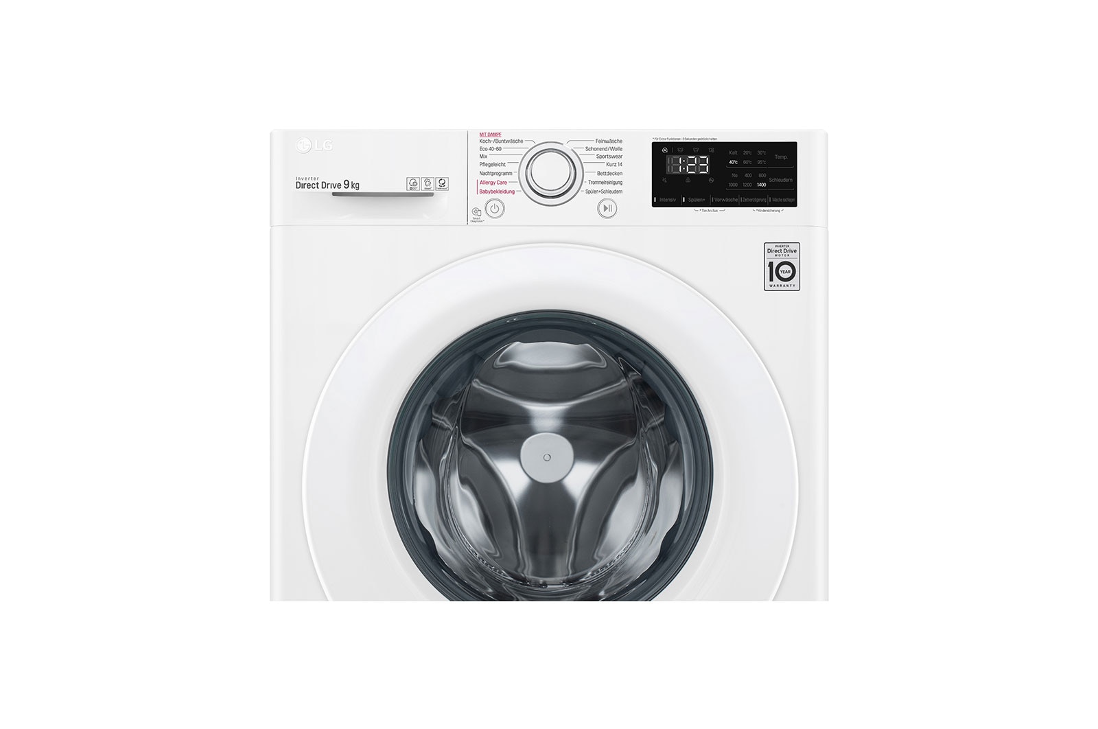 LG Waschmaschine mit AI DD® | 9 kg | Energieeffizienzklasse B | 1.400 U./Min.| Steam | 6 Motion®| Neue Wohlfühl-Trommel, F4WV309S0