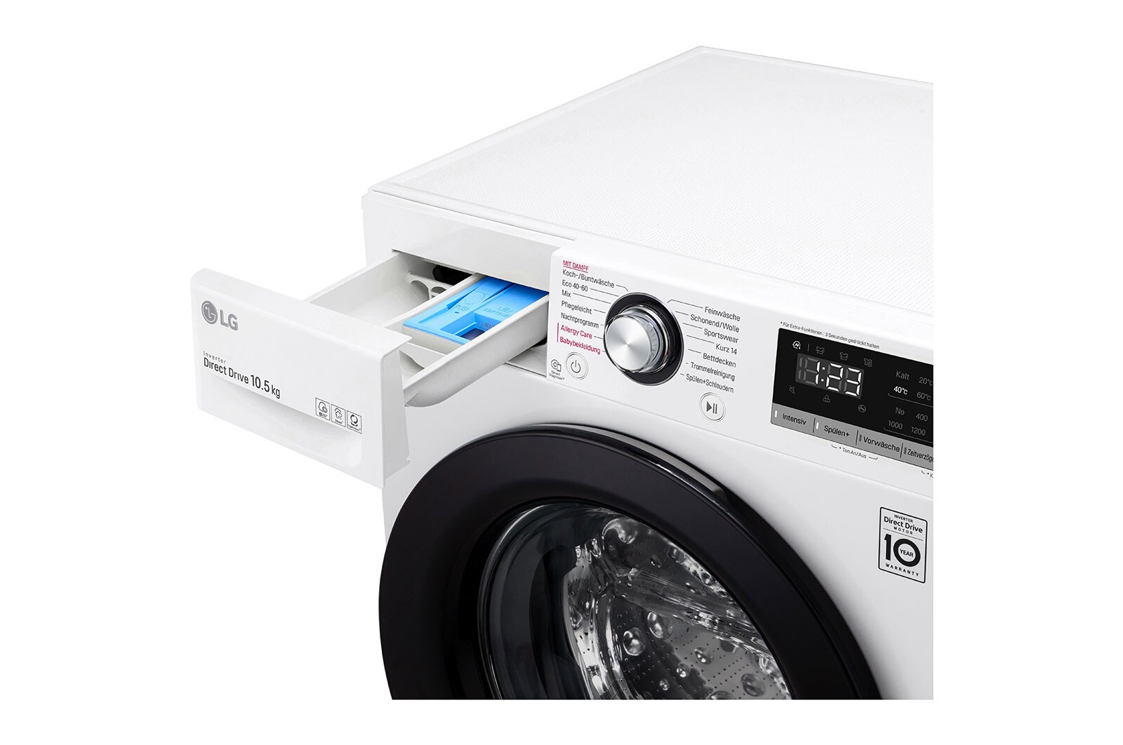LG Waschmaschine | 10,5 kg | Energieeffizienzklasse B | AI DD® | Steam, F4WV310SB