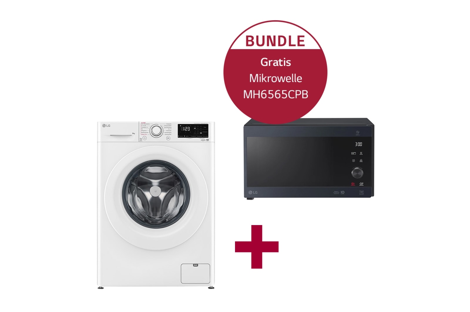 Vorderseite von Waschmaschine | 8 kg | F4WV3183 &amp; Mikrowelle mit Smart Inverter Technologie MH6565CPB F4WV3183.MH65CPB