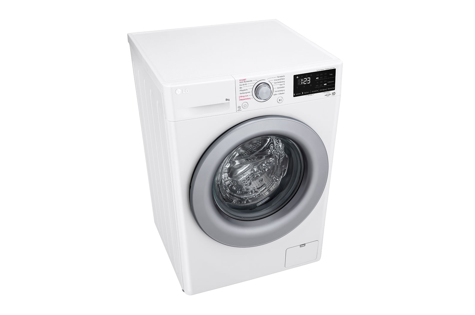LG Waschmaschine mit 9 kg Kapazität | Energieeffizienzklasse A | 1.400 U./Min. | Weiß mit silbernem Bullaugenring | F4WV3294, F4WV3294