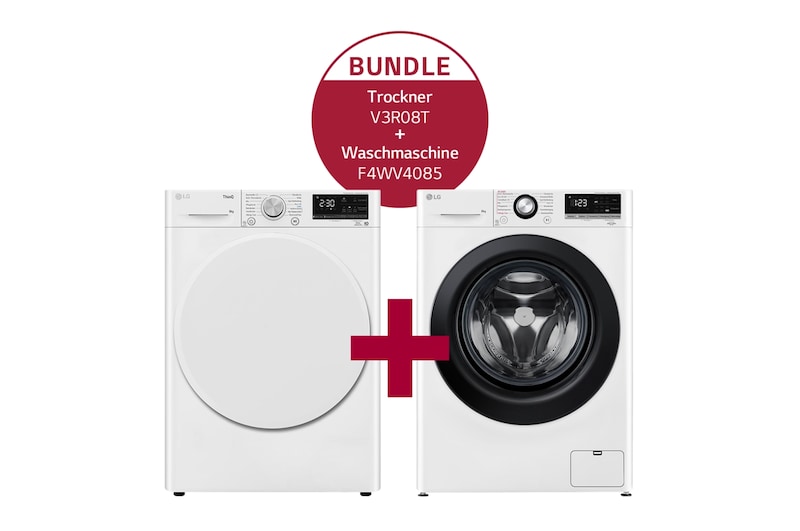 LG Waschmaschine (8 kg, 1.400 U./Min.) und Trockner (8 kg) im Set | F4WV4085.V3R08T, F4WV4085.V3R08T