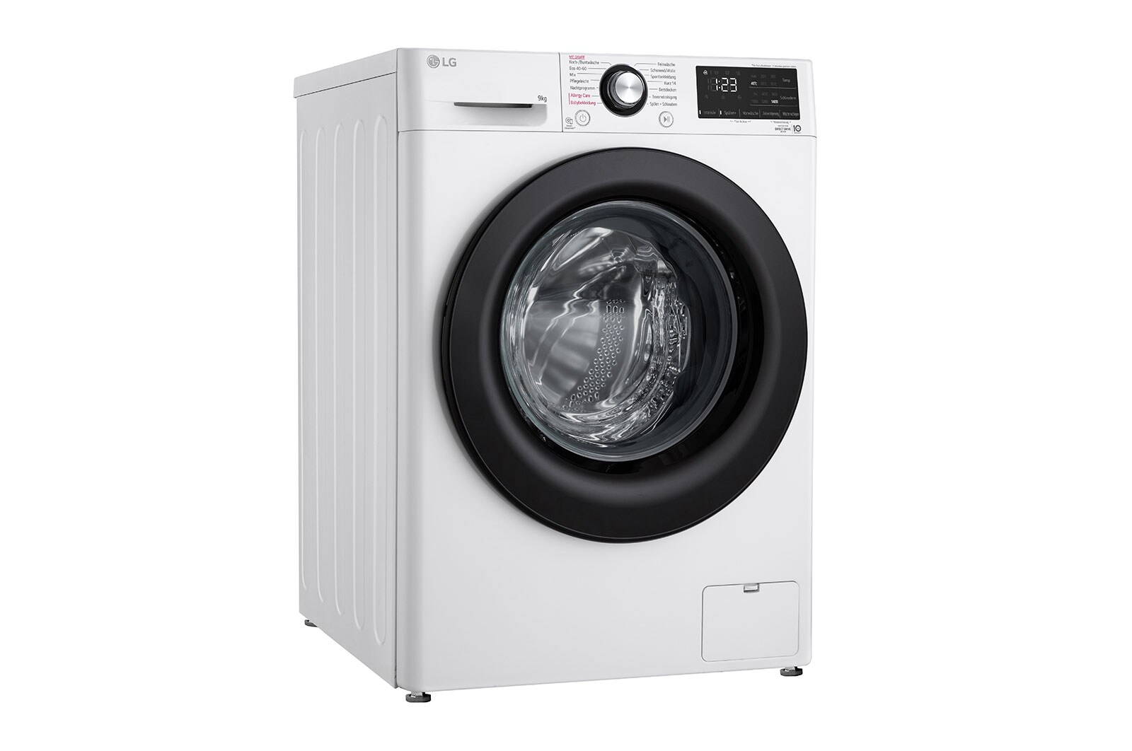 LG Waschmaschine mit 9 kg Kapazität | Energieeffizienzklasse A | 1.400 U./Min. | Weiß mit schwarzem Bullaugenring | F4WV4095, F4WV4095