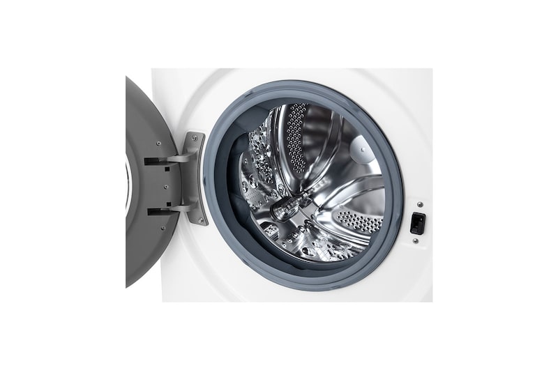 LG Waschmaschine mit 9 kg Kapazität | Energieeffizienzklasse A | 1.400 U./Min. | Weiß mit schwarzem Bullaugenring | F4WV4095, F4WV4095