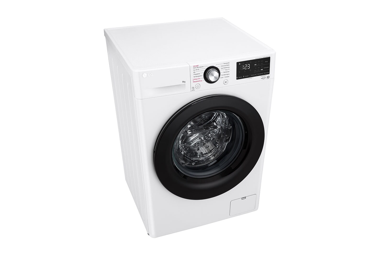 LG Waschmaschine mit 9 kg Kapazität | Energieeffizienzklasse A | 1.400 U./Min. | Weiß mit schwarzem Bullaugenring | F4WV4095, F4WV4095