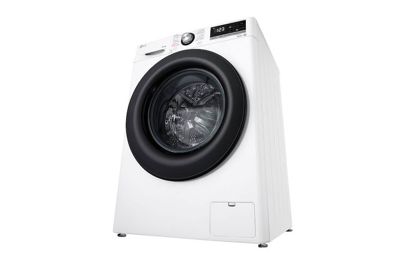 LG Waschmaschine mit 10,5 kg Kapazität | Energieeffizienzklasse A | 1.400 U./Min. | Weiß mit schwarzem Bullaugenring | F4WV40X5, F4WV40X5