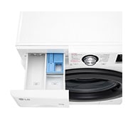 LG Waschmaschine mit 10,5 kg Kapazität | Energieeffizienzklasse A | 1.400 U./Min. | Weiß mit schwarzem Bullaugenring | F4WV40X5, F4WV40X5