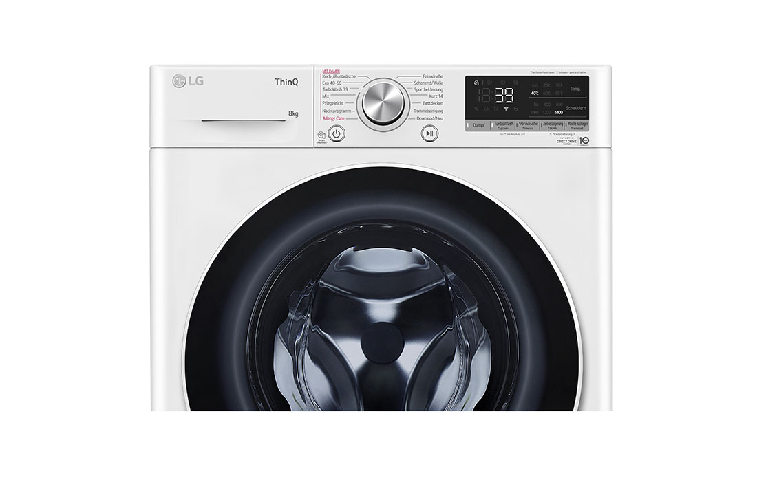 LG Waschmaschine (8 kg, 1.400 U./Min., EEK A) mit weißem Bullaugenring | F4WV5080, F4WV5080