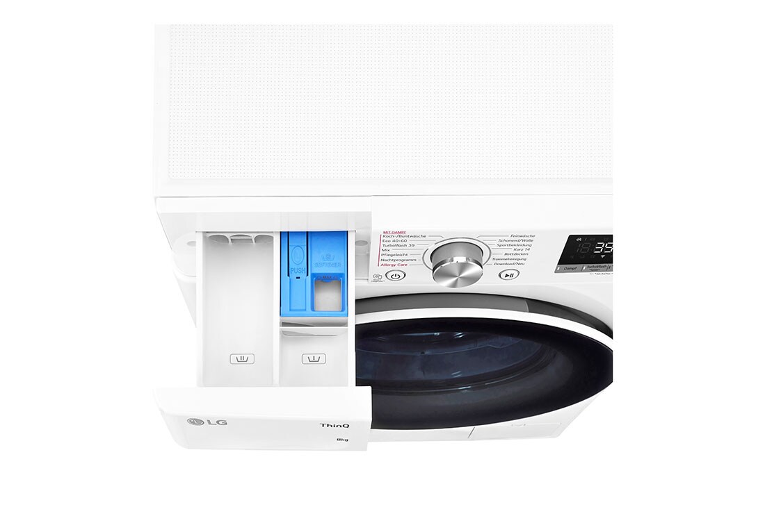 LG Waschmaschine (8 kg, 1.400 U./Min., EEK A) mit weißem Bullaugenring | F4WV5080, F4WV5080