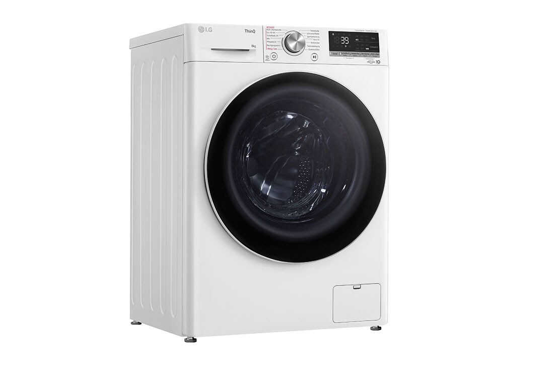LG Waschmaschine (8 kg, 1.400 U./Min., EEK A) mit weißem Bullaugenring | F4WV5080, F4WV5080