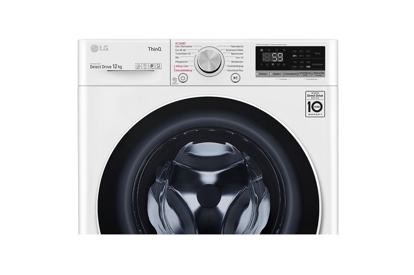 LG Waschmaschine mit AI DD®  | 12 kg | Energieeffizienzklasse B | 1.400 U./Min. | Steam | Add Item | Neue Wohlfühl-Trommel | Wi-Fi-Funktion, F4WV512P0
