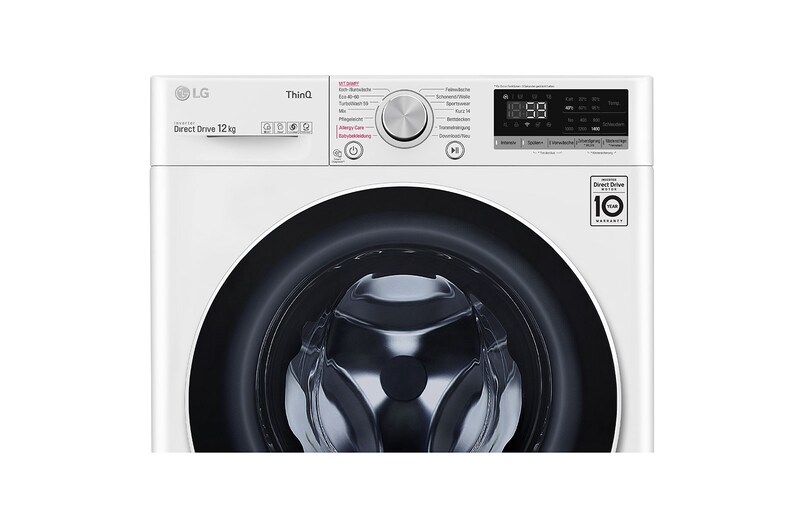 LG Waschmaschine mit AI DD®  | 12 kg | Energieeffizienzklasse B | 1.400 U./Min. | Steam | Add Item | Neue Wohlfühl-Trommel | Wi-Fi-Funktion, F4WV512P0