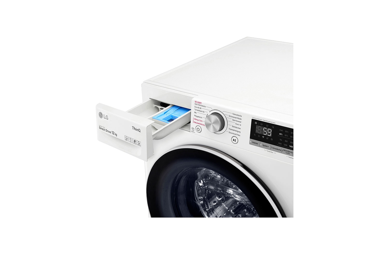 LG Waschmaschine mit AI DD®  | 12 kg | Energieeffizienzklasse B | 1.400 U./Min. | Steam | Add Item | Neue Wohlfühl-Trommel | Wi-Fi-Funktion, F4WV512P0