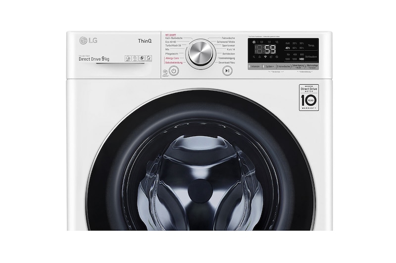 LG Waschmaschine mit AI DD® | 9 kg | Energieeffizienzklasse B | 1.400 U./Min. | Steam | TurboWash® | Neue Wohlfühl-Trommel | Wi-Fi-Funktion, F4WV591