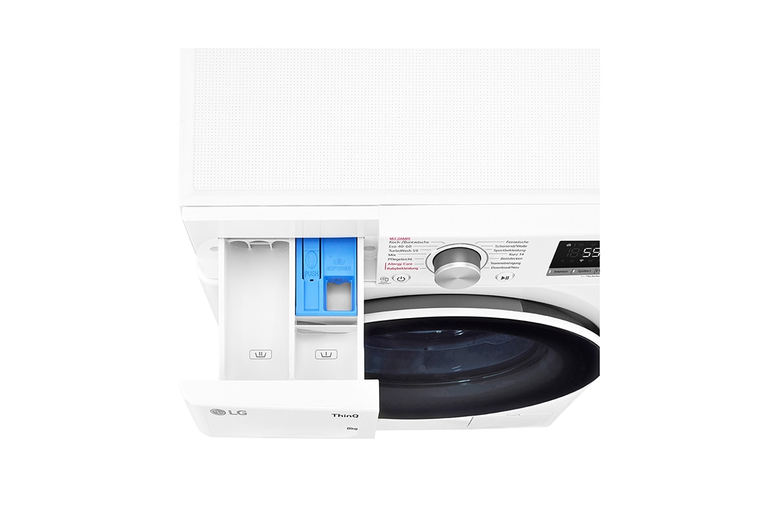 LG Waschmaschine Weiß (EEK A, 8 kg, 1.360 U./Min.) mit AI DD® & TurboWash®360° | F4WV7080, F4WV7080
