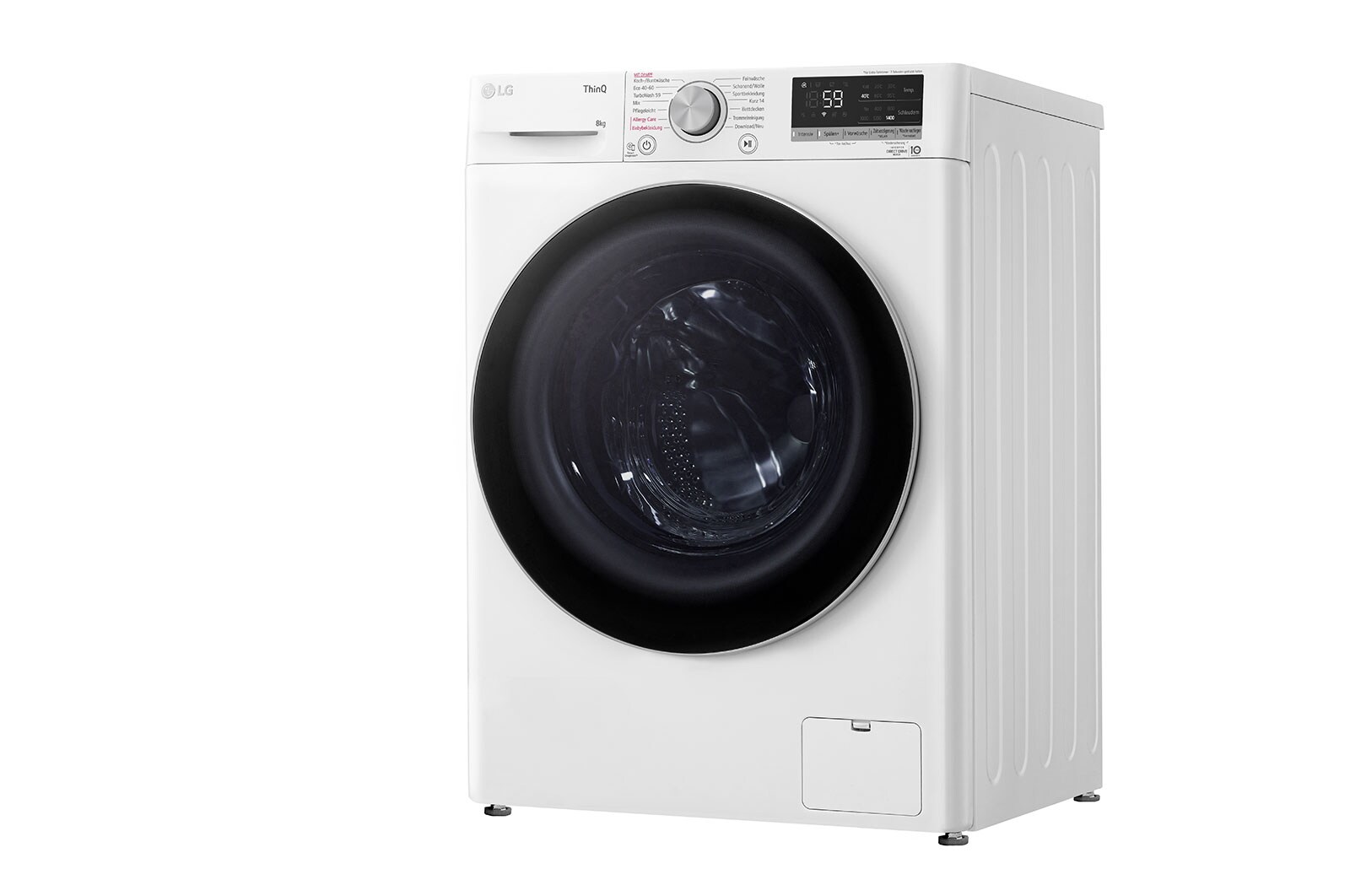 LG Waschmaschine mit 8 kg Kapazität | Energieeffizienzklasse A | 1.400 U./Min. | Weiß mit schwarzem Bullauge | F4WV7081, F4WV7081