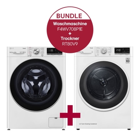 Waschmaschine 8 kg EEK A AI DD Steam F4WV708P1E Trockner mit Dual Inverter Warmepumpentechnologie Automatisch selbstreinigender Kondensator EEK A RT80V9 F4WV708P1E.RT80V9 LG DE