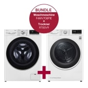 LG Waschmaschine | 8 kg | EEK A | AI DD® | Steam | F4WV708P1E & Trockner mit Dual Inverter Wärmepumpentechnologie | Automatisch selbstreinigender Kondensator | EEK A+++ | RT80V9, F4WV708P1E.RT80V9