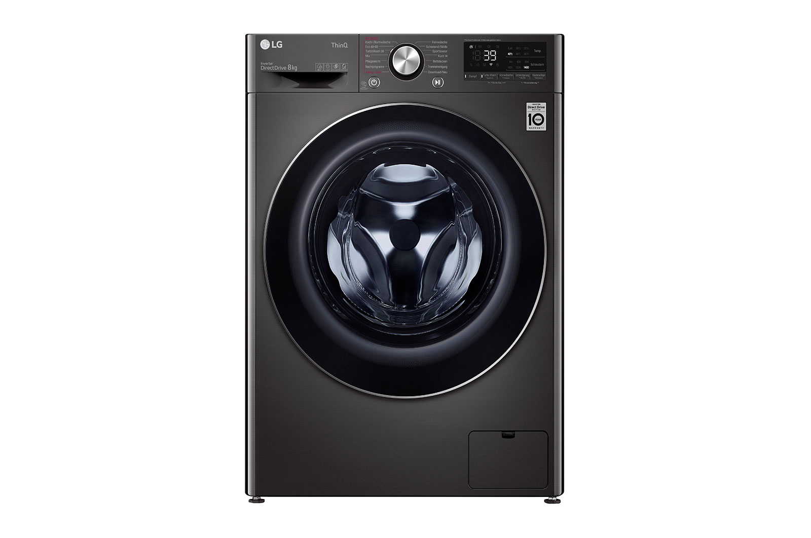 LG Waschmaschine mit 8 kg Kapazität | EEK A | 1.400 U./Min. | Metallic Black Steel mit Chromring Bullauge  |  F4WV708P2BA  , F4WV708P2BA