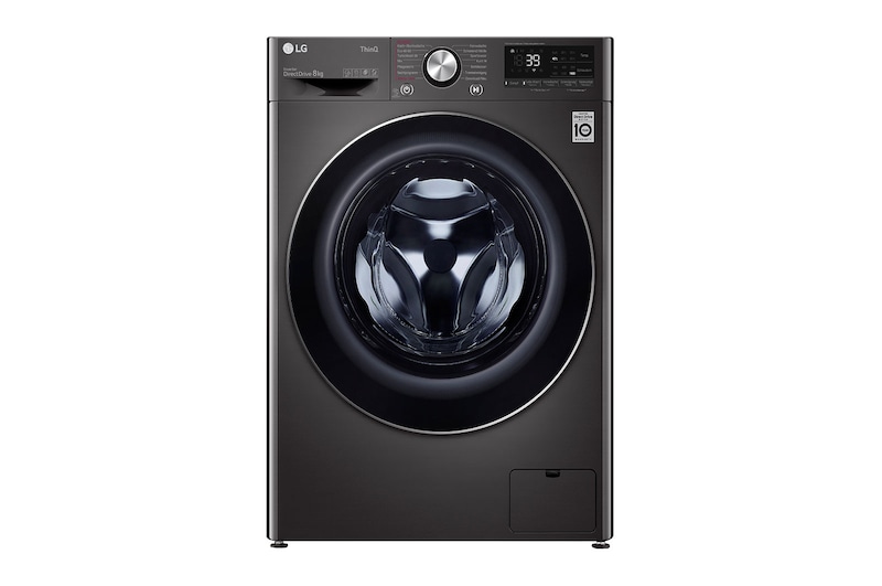 LG Waschmaschine Metallic Black Steel (A, 8 kg, 1.360 U./Min.) mit AI DD® & TurboWash®360° | F4WV708P2BA, F4WV708P2BA