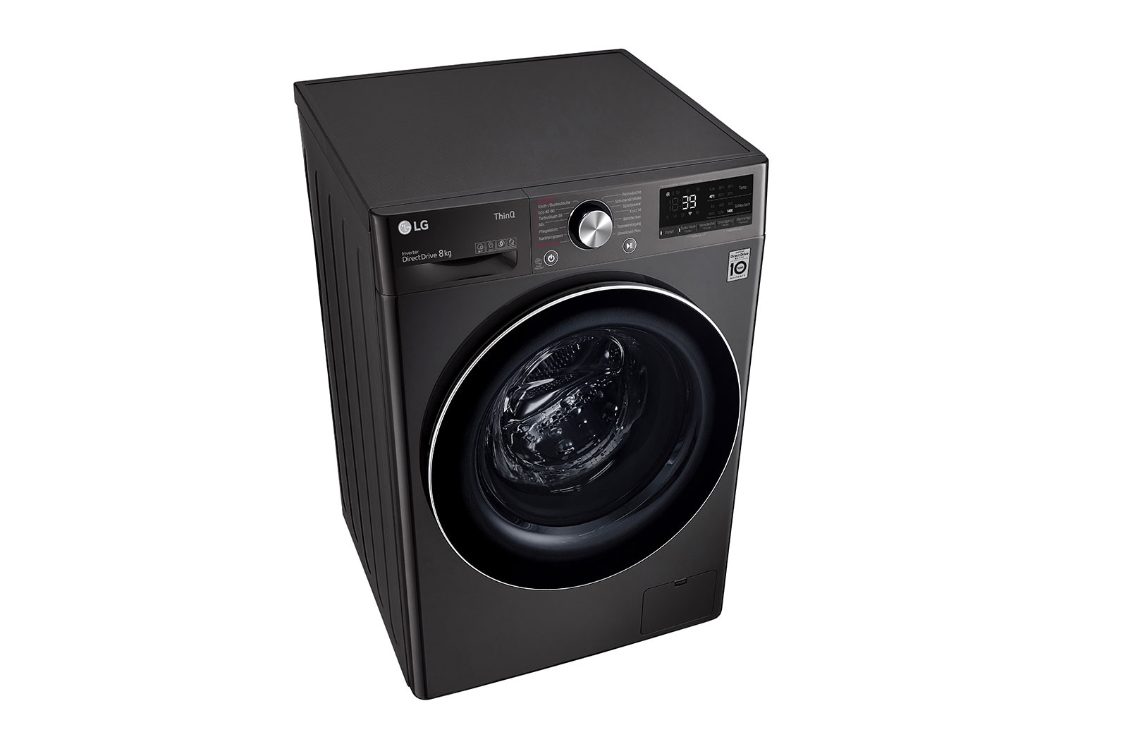 LG Waschmaschine Metallic Black Steel (A, 8 kg, 1.360 U./Min.) mit AI DD® & TurboWash®360° | F4WV708P2BA, F4WV708P2BA