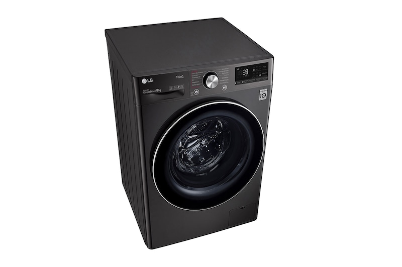 LG Waschmaschine Metallic Black Steel (A, 8 kg, 1.360 U./Min.) mit AI DD® & TurboWash®360° | F4WV708P2BA, F4WV708P2BA