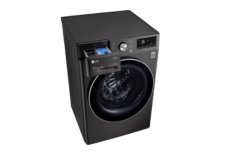 LG Waschmaschine Metallic Black Steel (A, 8 kg, 1.360 U./Min.) mit AI DD® & TurboWash®360° | F4WV708P2BA, F4WV708P2BA