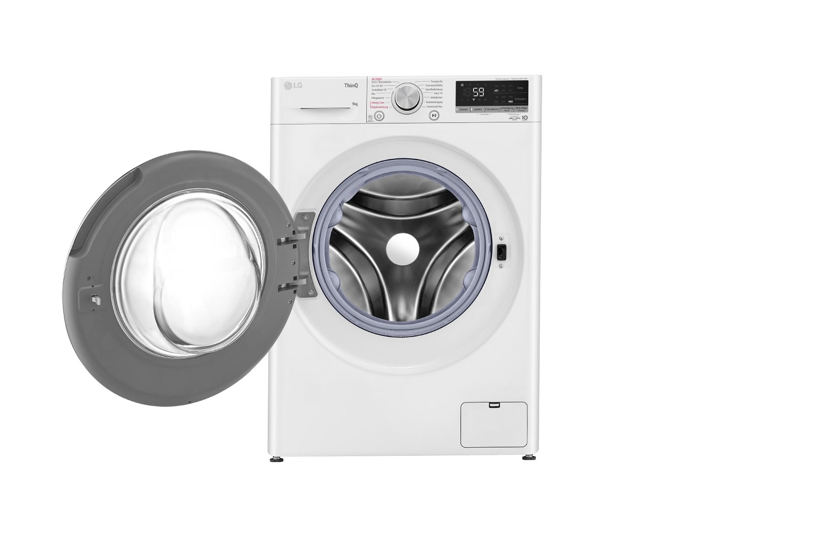 LG Waschmaschine mit 9 kg Kapazität  | Energieeffizienzklasse A | 1.400 U./Min. | Weiß mit weißem Bullaugenring | F4WV7090, F4WV7090